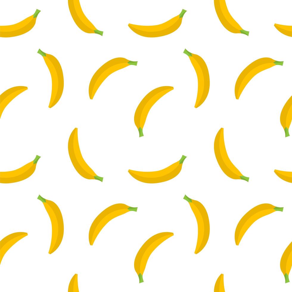 Seamless vector pattern of yellow bananas on a white background. Yellow fruit.