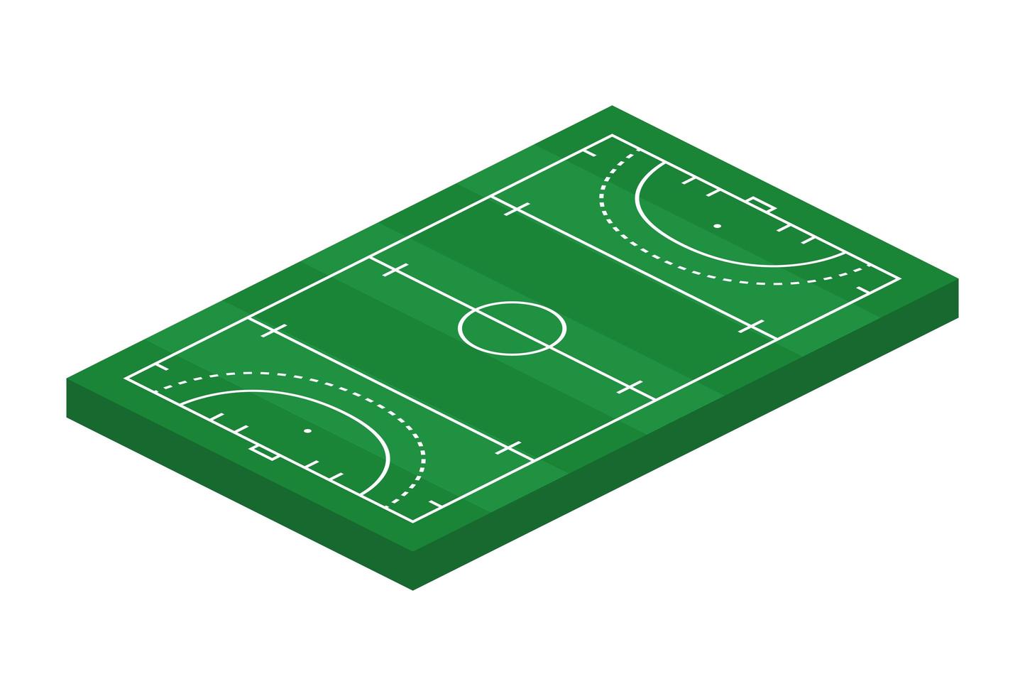 Campo de hockey hierba isométrica 3d. Ilustración de vector de tema deportivo, campo de deportes de hockey, estadio. elemento de diseño editable aislado para infografías, banner