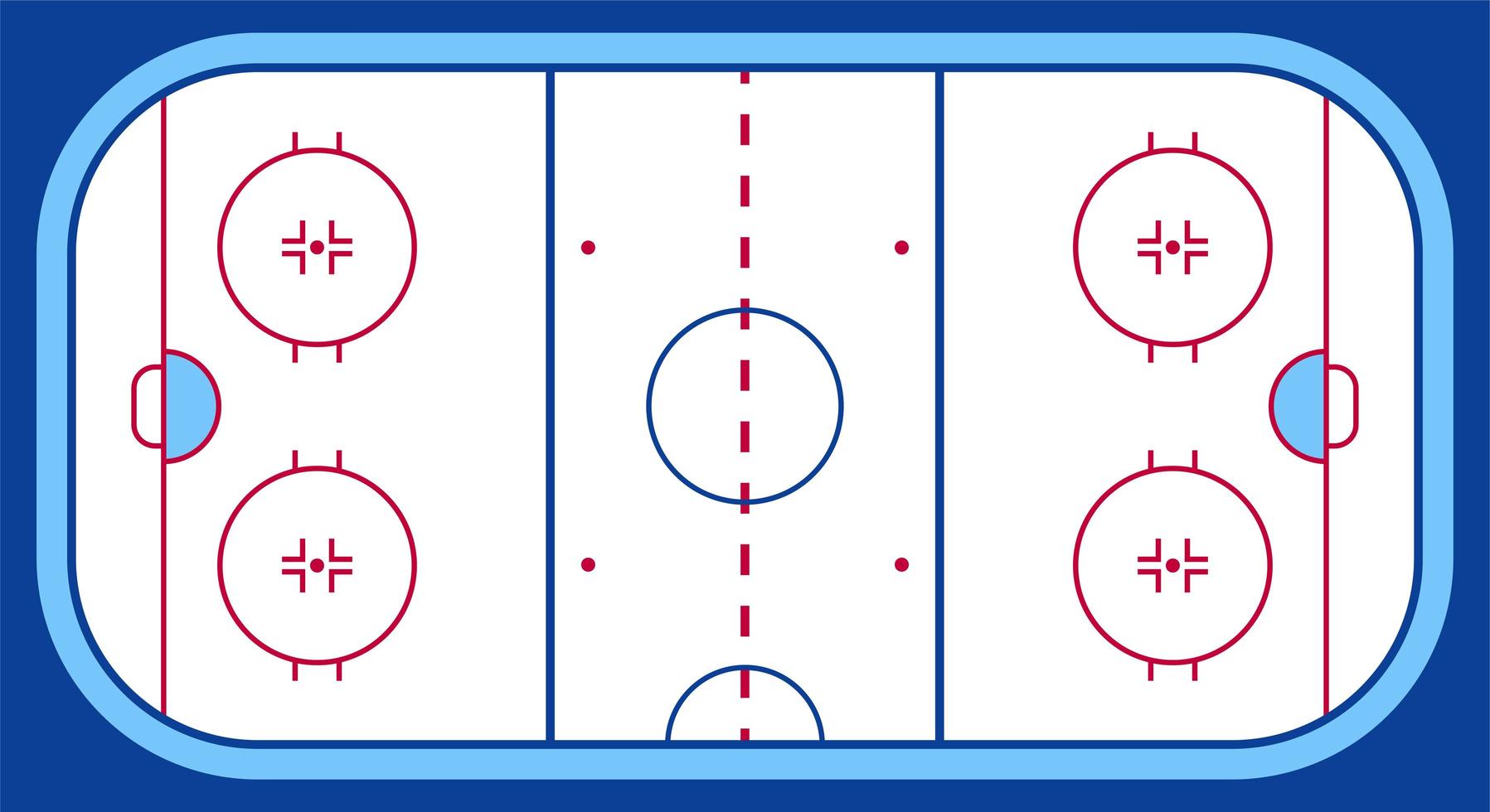 vector de pista de hockey sobre hielo. texturas hielo azul. Pista de hielo. vista superior. fondo de ilustración vectorial.