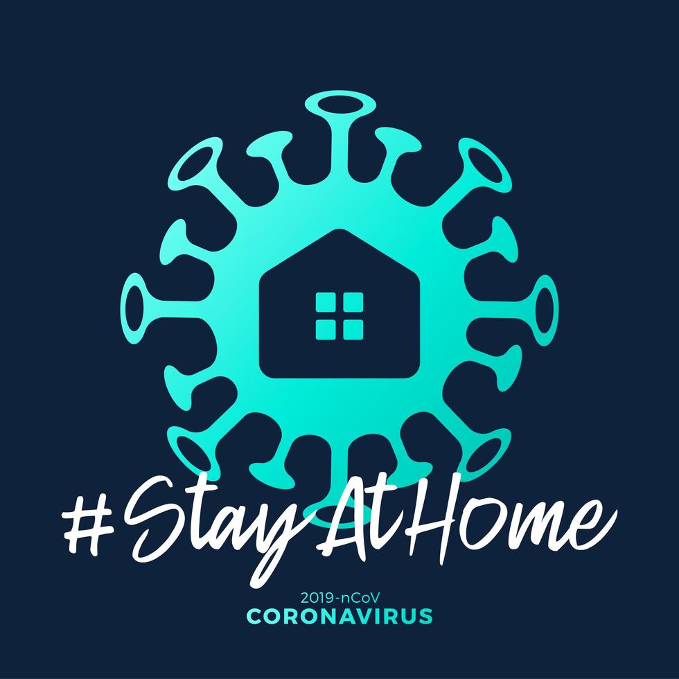 Stay at Home Sign. Covid-19 Coronavirus Written in Typography Poster Design.save Planet From Coronavirus. Stay Safe Inside Home. Prevention From Virus. vector