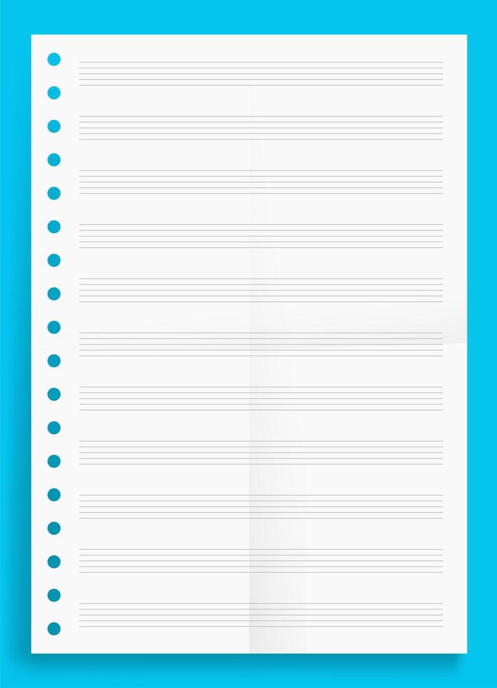 Crumpled Standard Blank Music Series A4 Format Paper Size Vector Illustration