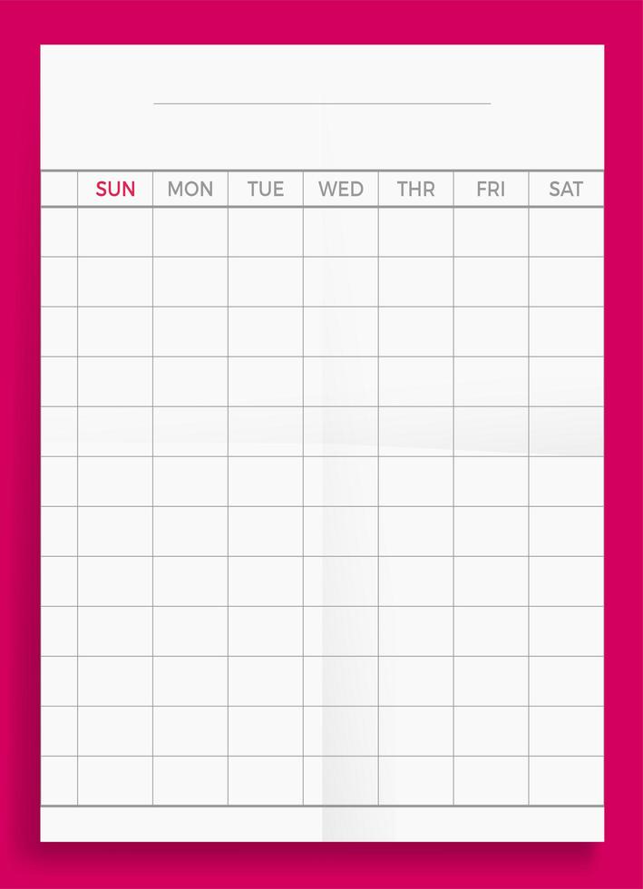 Crumpled Standard Blank Weekly Planner Series A4 Format Paper Size Vector Illustration