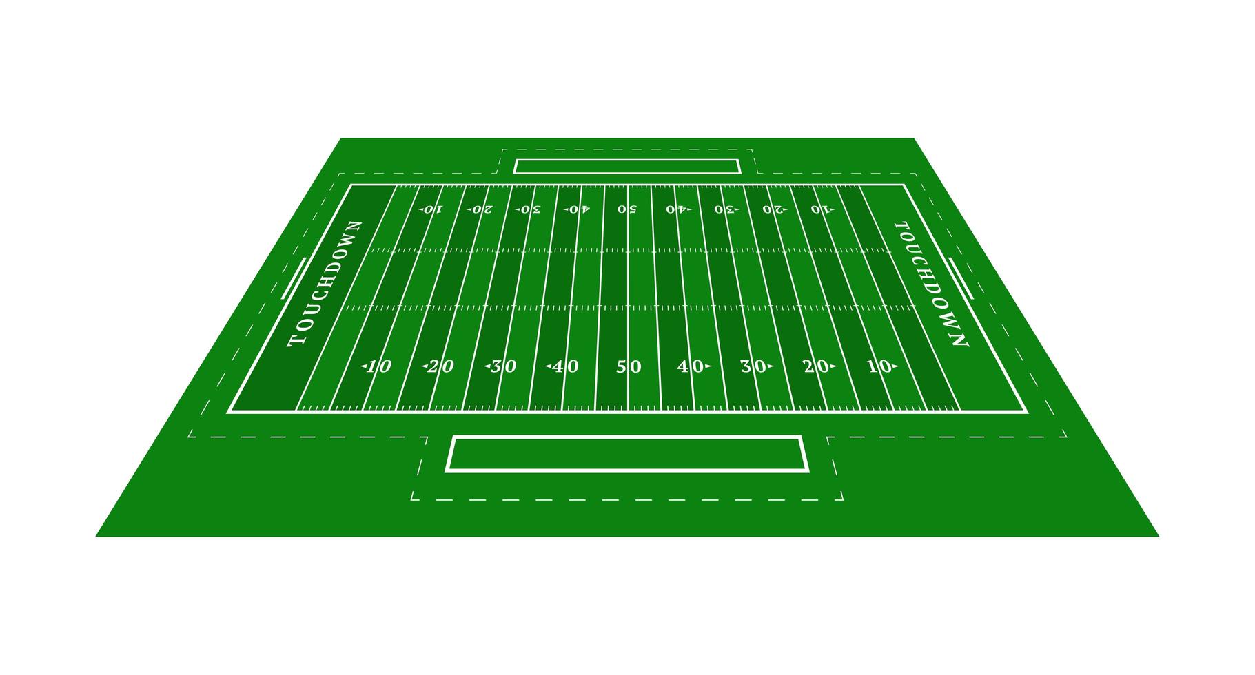 Perspective green american football field. View from above. Rugby field with line template. Vector illustration stadium.