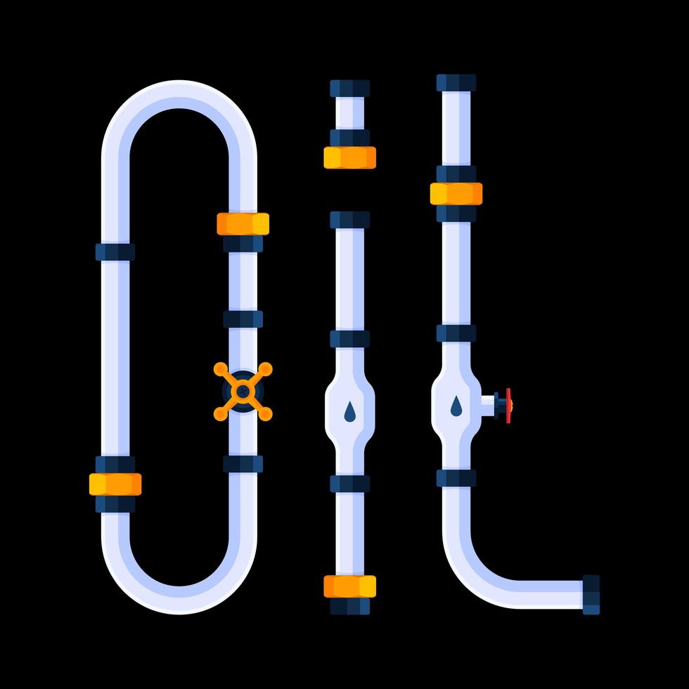 The word oil is made in a cartoon style of font in the form of pipes. vector