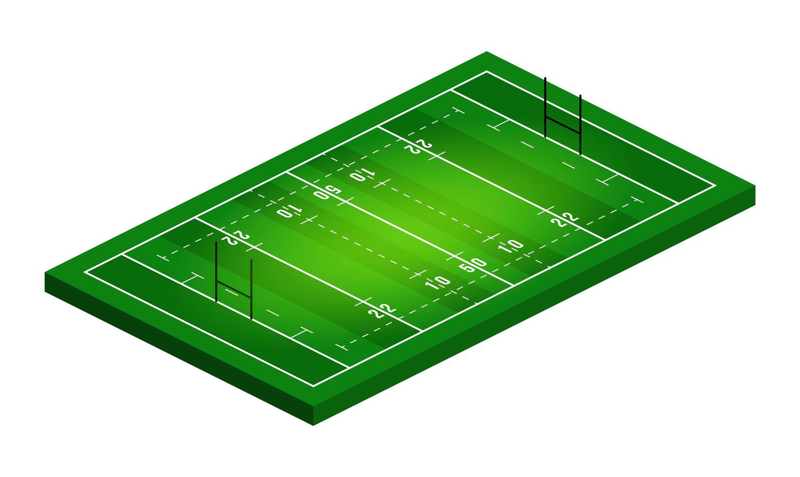 Vector vista isométrica plana de la ilustración del campo de rugby. ilustración deportiva isométrica abstracta