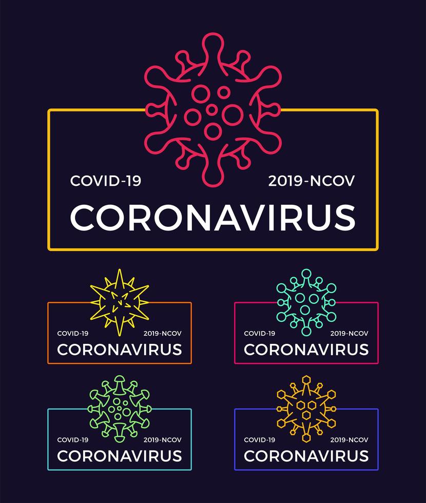 Set of Coronavirus Pandemic Badges. Health and Medical Vector Illustration. Covid-19 Virus Outbreak Spread. Stop Coronavirus T-shirt Design Concept.
