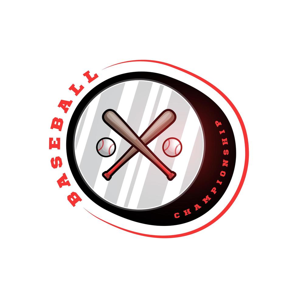 Baseball Circular Vector Logo With Cross Bat. Modern Professional Typography Sport Retro Style Vector Emblem and Template Logotype Design Baseball Red Logo Design.