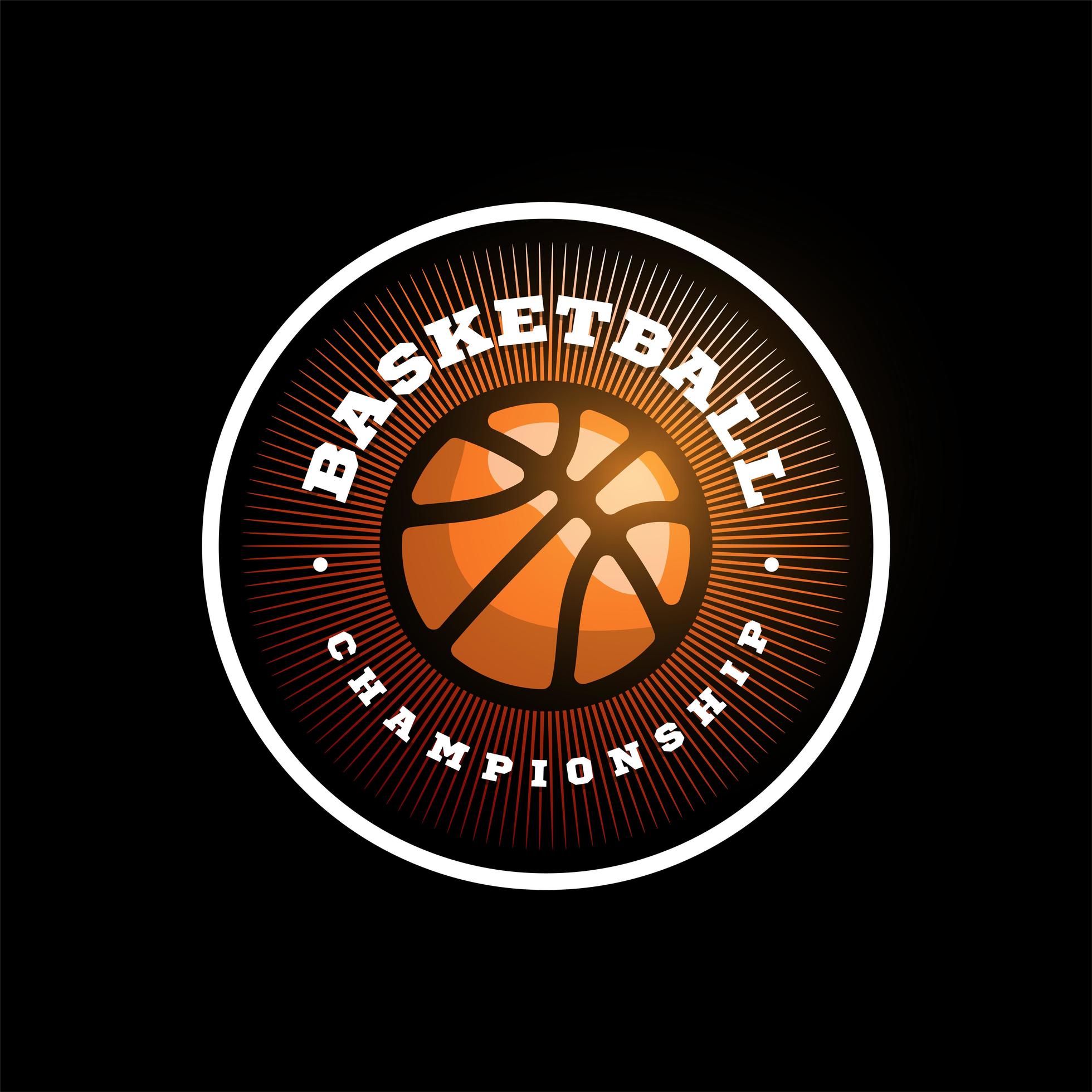 Vector Basketball League Logo With Ball. Orange Color Sport Badge for