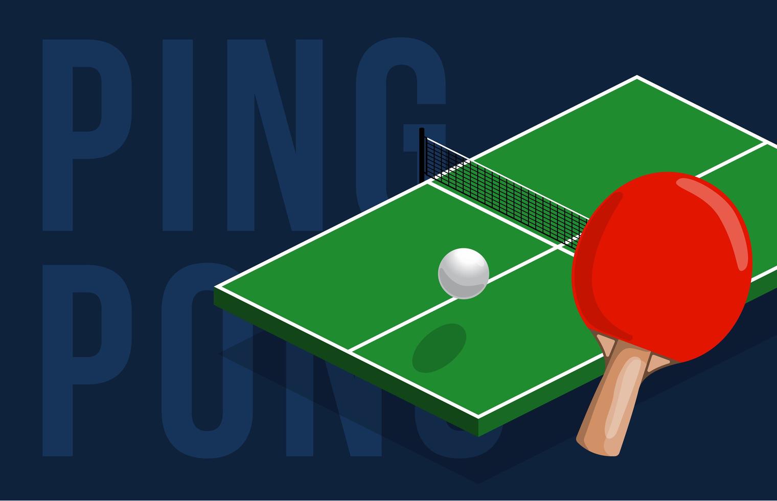 diseño de banner de centro de tenis de mesa. mesa isométrica para el ping pong. ilustración vectorial vector