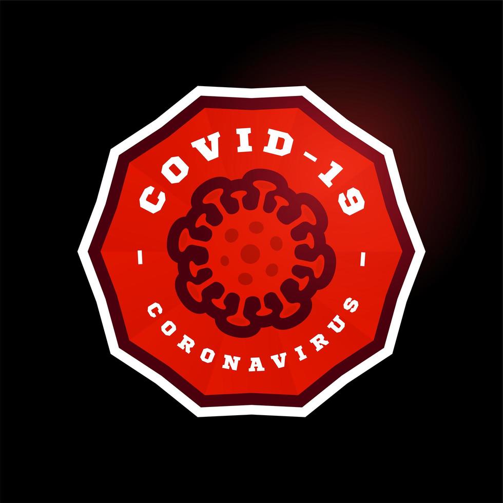 Coronavirus Covid-19 Vector Logo. Modern Professional Circle Sport 2019-ncov Outbreak in Retro Style Vector Emblem and Template Logotype Design. Coronavirus Danger and Public Health Risk Disease