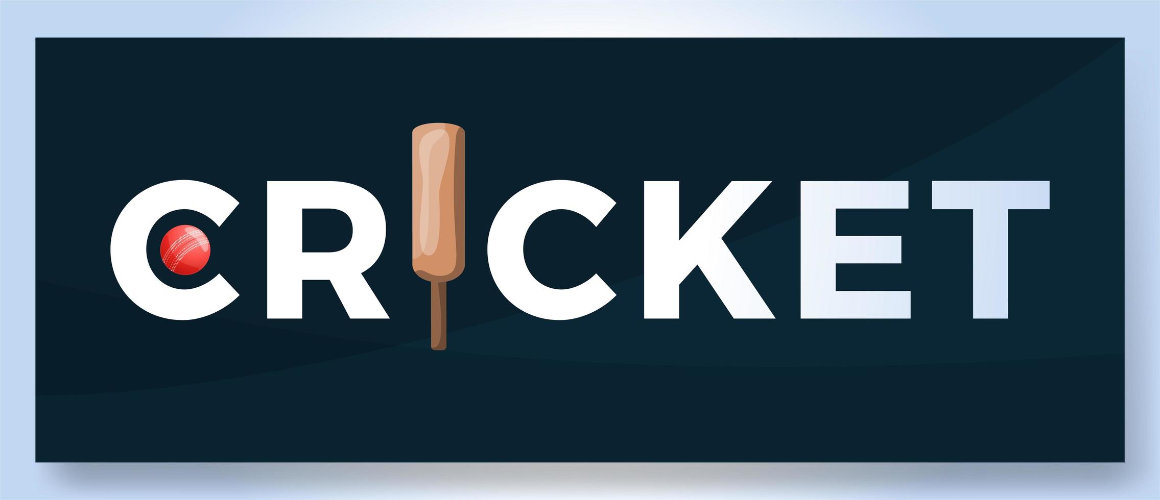 logotipo de cricket de palabra de tipografía vectorial. Logotipo deportivo con equipo para diseño de impresión, ilustración vectorial vector