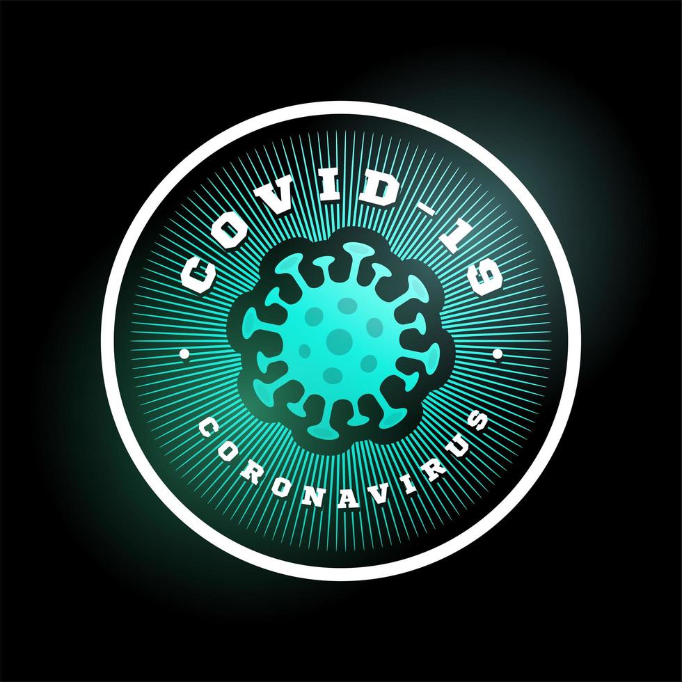 Logotipo vectorial de coronavirus covid-19. moderno círculo profesional sport 2019-ncov brote en estilo retro vector emblema y diseño de logotipo de plantilla. peligro de coronavirus y enfermedad de riesgo para la salud pública