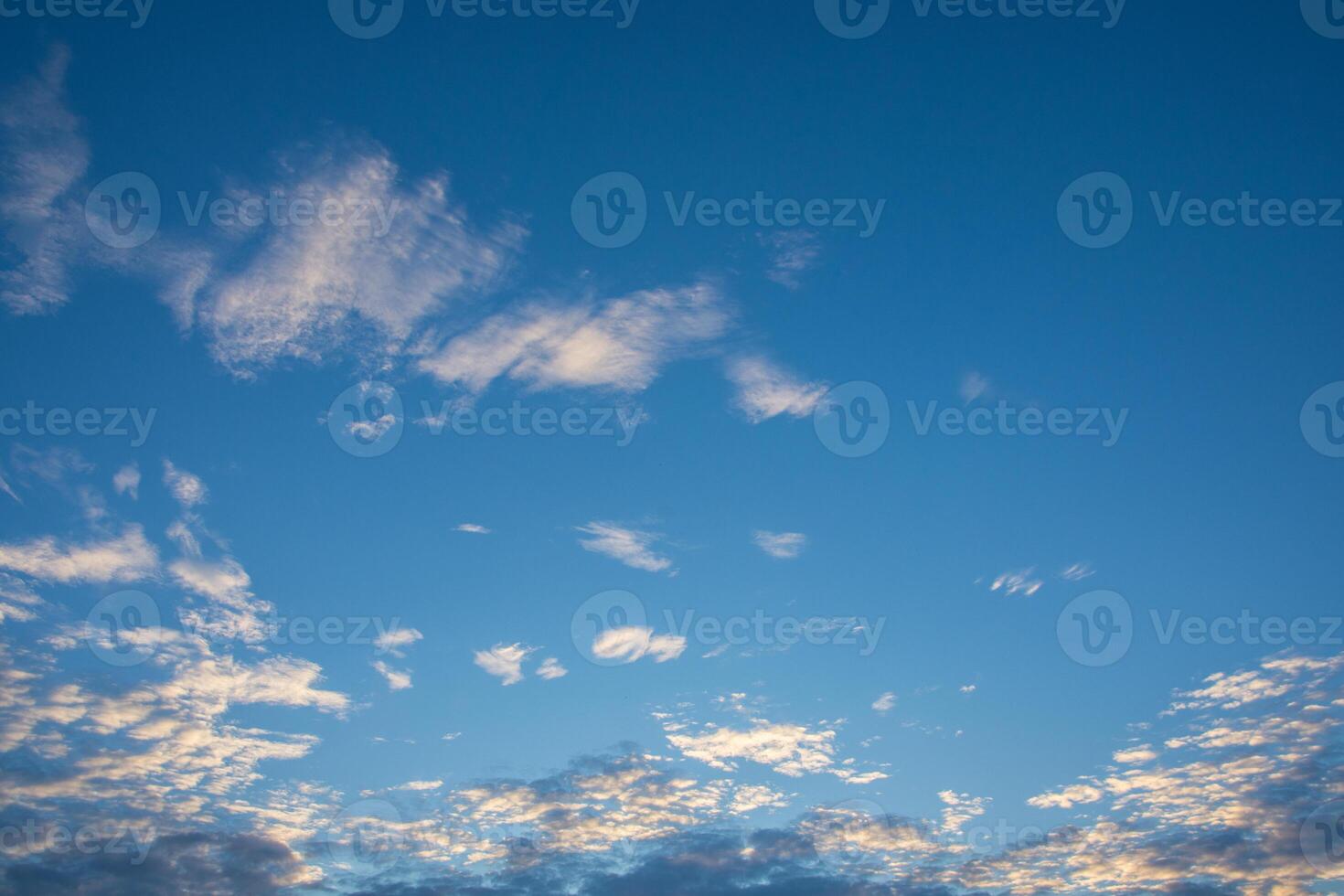 A plane flying in the sky with a blue sky photo