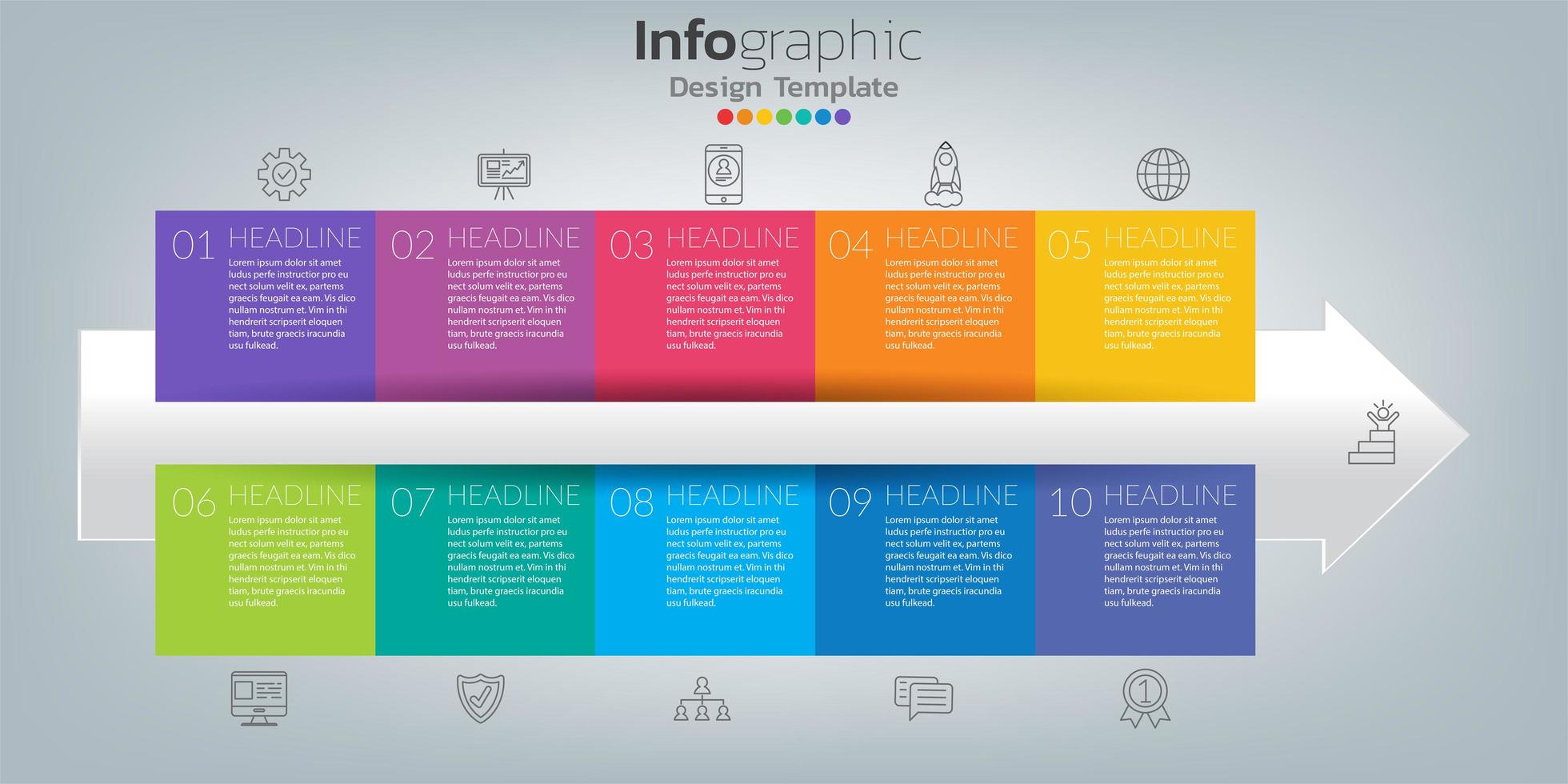 Los iconos y el vector de diseño infográfico se pueden utilizar para el diseño de flujo de trabajo, diagrama, informe, diseño web. concepto de negocio con opciones, pasos o procesos.