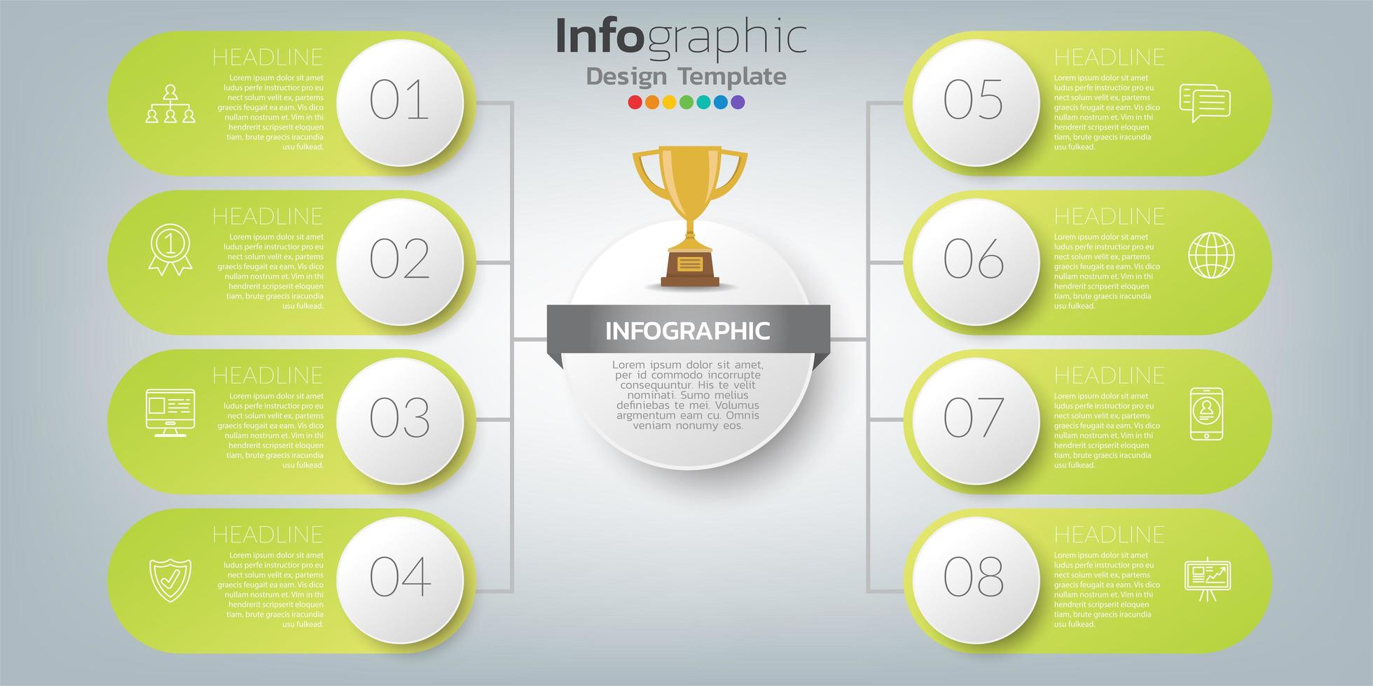 Los iconos y el vector de diseño infográfico se pueden utilizar para el diseño de flujo de trabajo, diagrama, informe, diseño web. concepto de negocio con opciones, pasos o procesos.