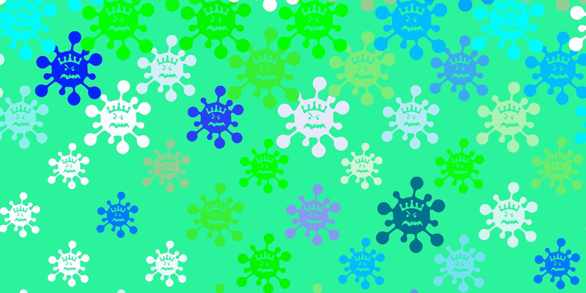 Light Blue, Green vector background with covid-19 symbols