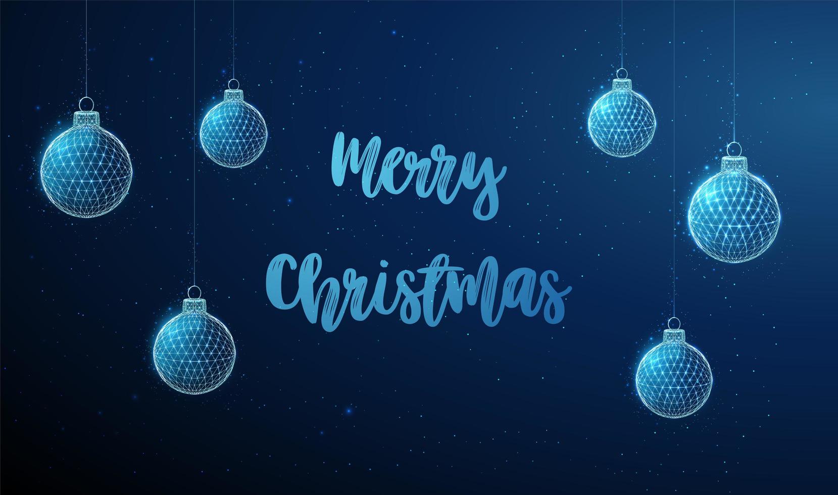 Abstract low poly hanging christmas toys with text vector