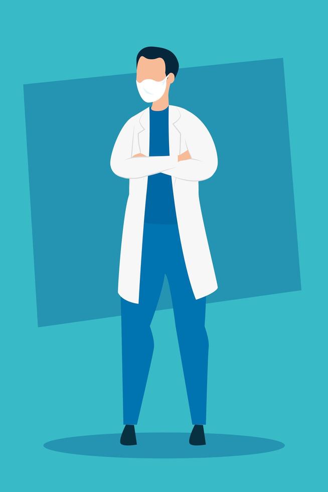 male doctor with face mask avatar vector