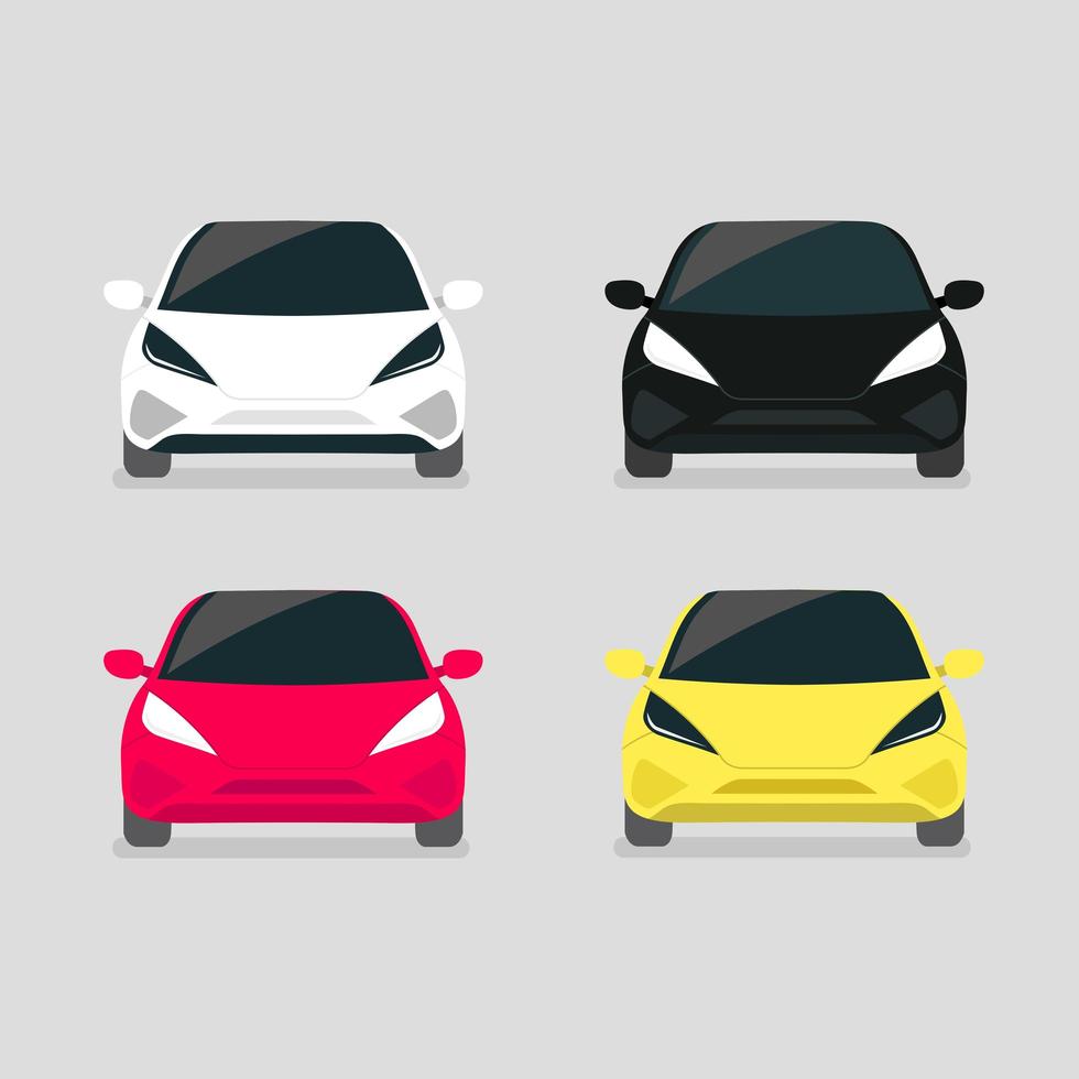 Modern electric car front view set vector