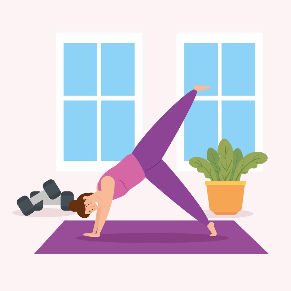 Women practicing yoga indoors vector