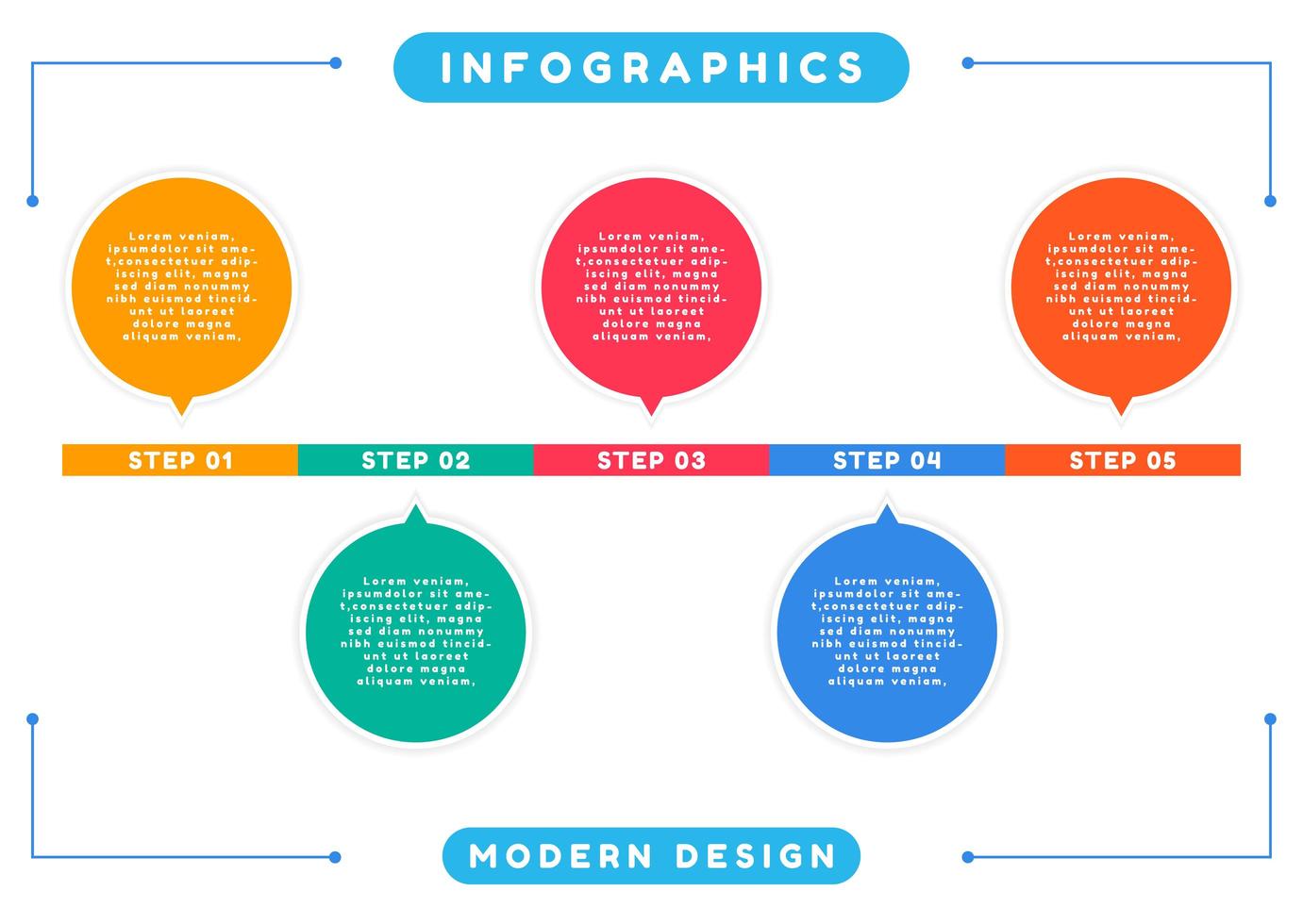 infografía colorida diseño de arte moderno paso a paso vector