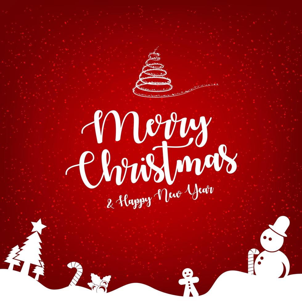 Merry Christmas and Happy New Year greeting card template. vector