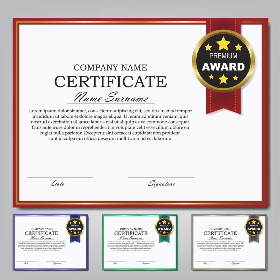 Certificate template ang award diploma design background. vector