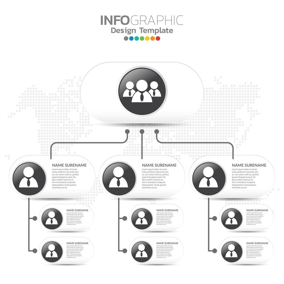 Corporate organization chart with business people icons. vector