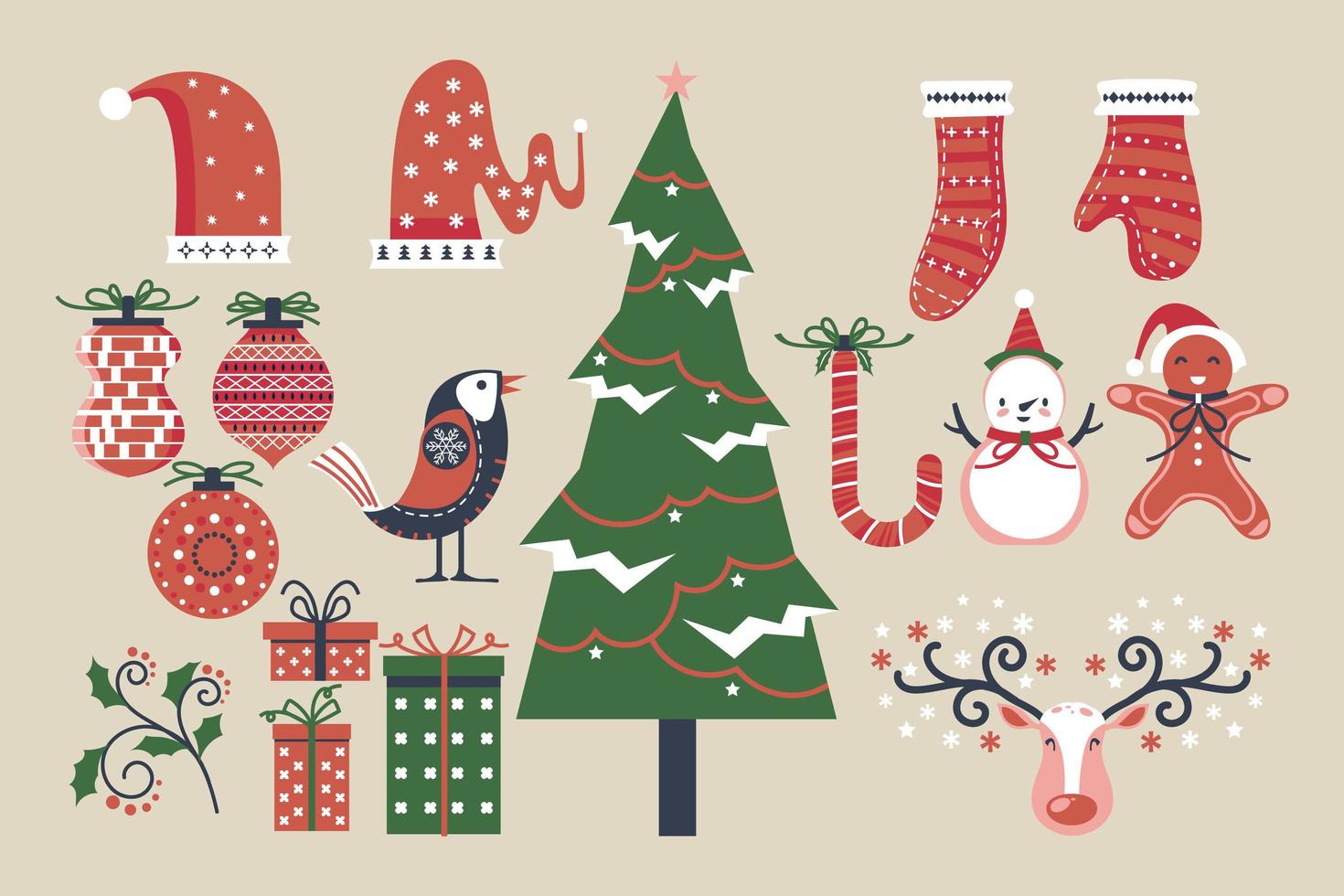 Set of Christmas and New Year elements vector