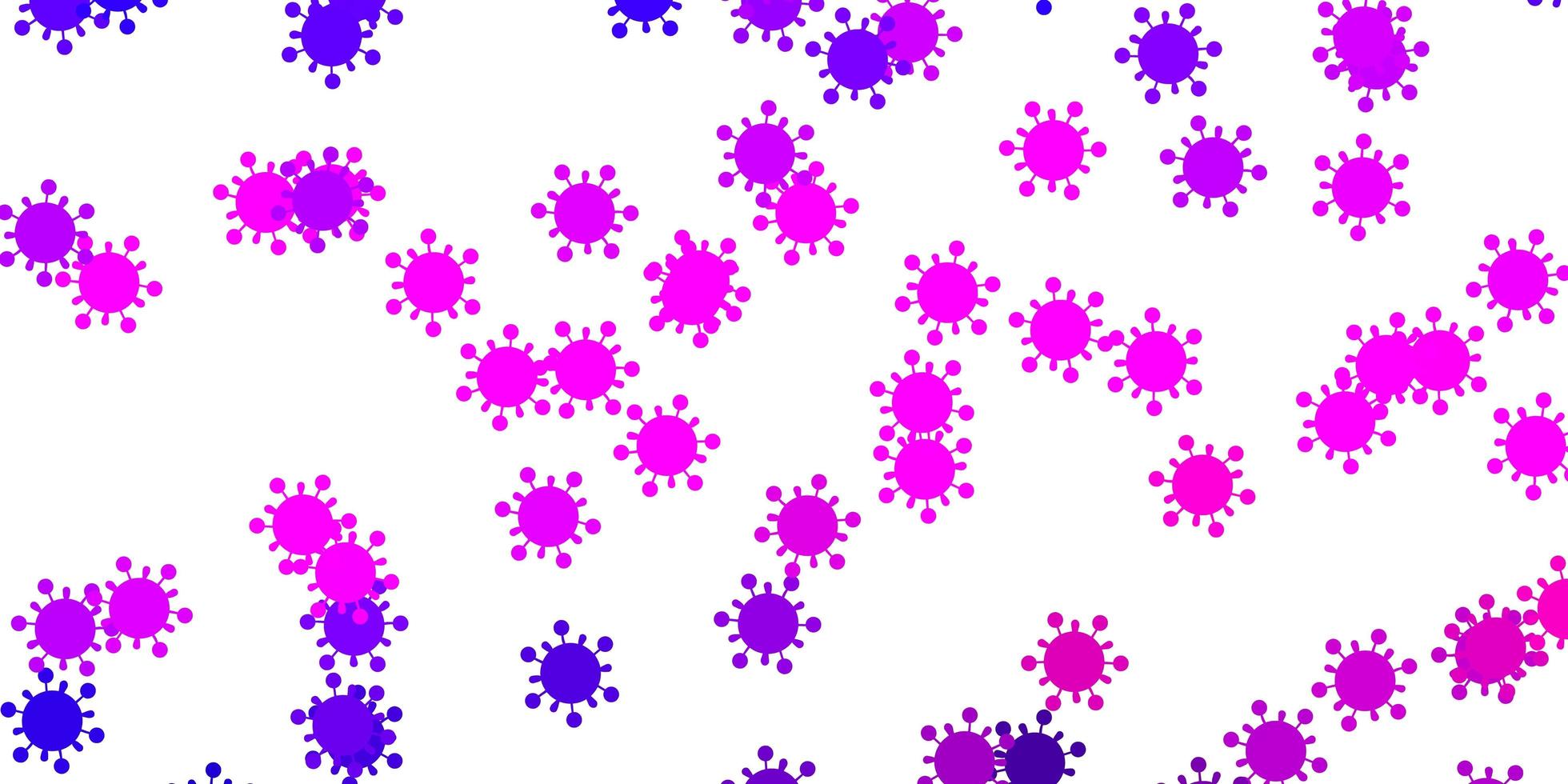 Telón de fondo de vector violeta claro, rosa con símbolos de virus