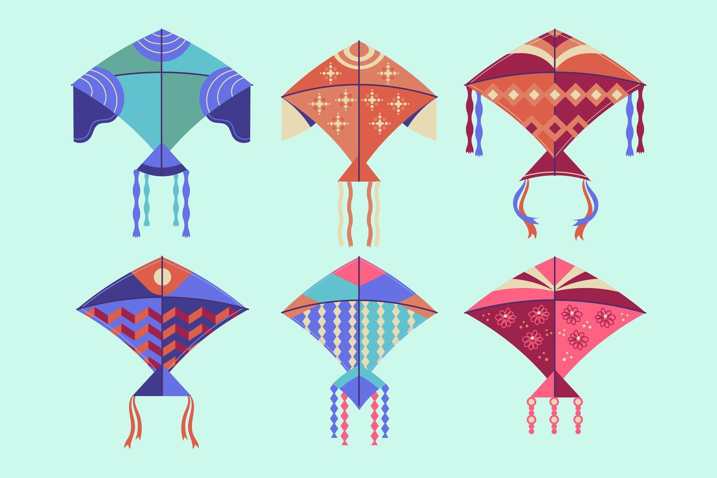 Set of multicolored kites vector