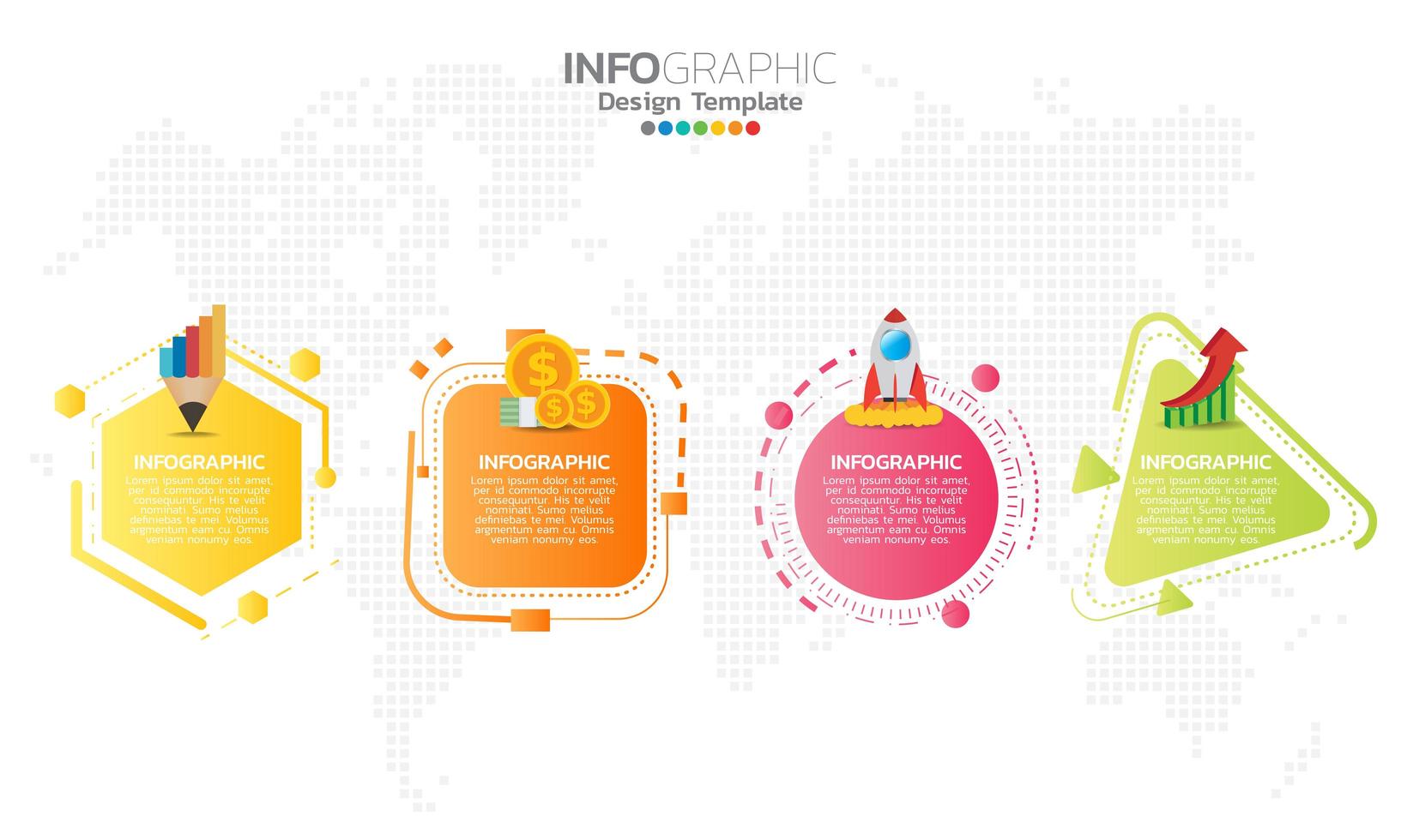 elementos infográficos para contenido, diagrama, diagrama de flujo, pasos, partes, línea de tiempo, flujo de trabajo, gráfico. vector