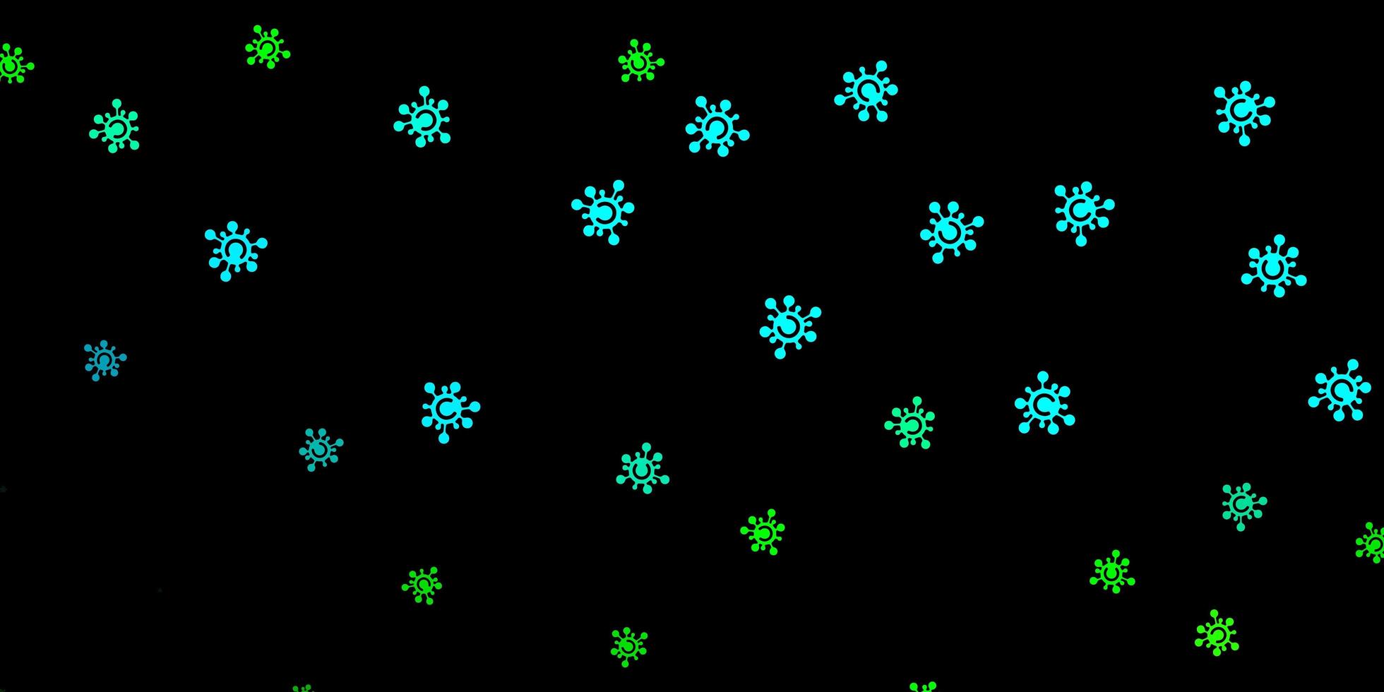 Dark blue, green vector pattern with coronavirus elements