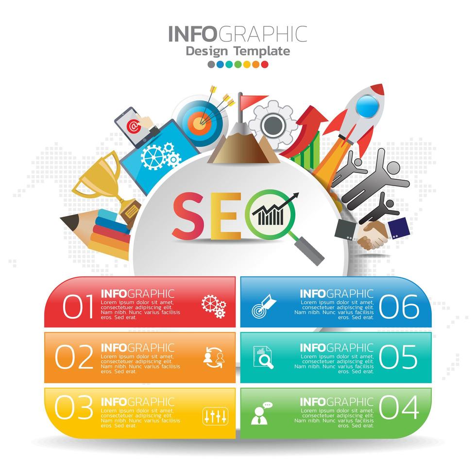 Infographic concept illustration of Seo infographics with Business layout template. vector