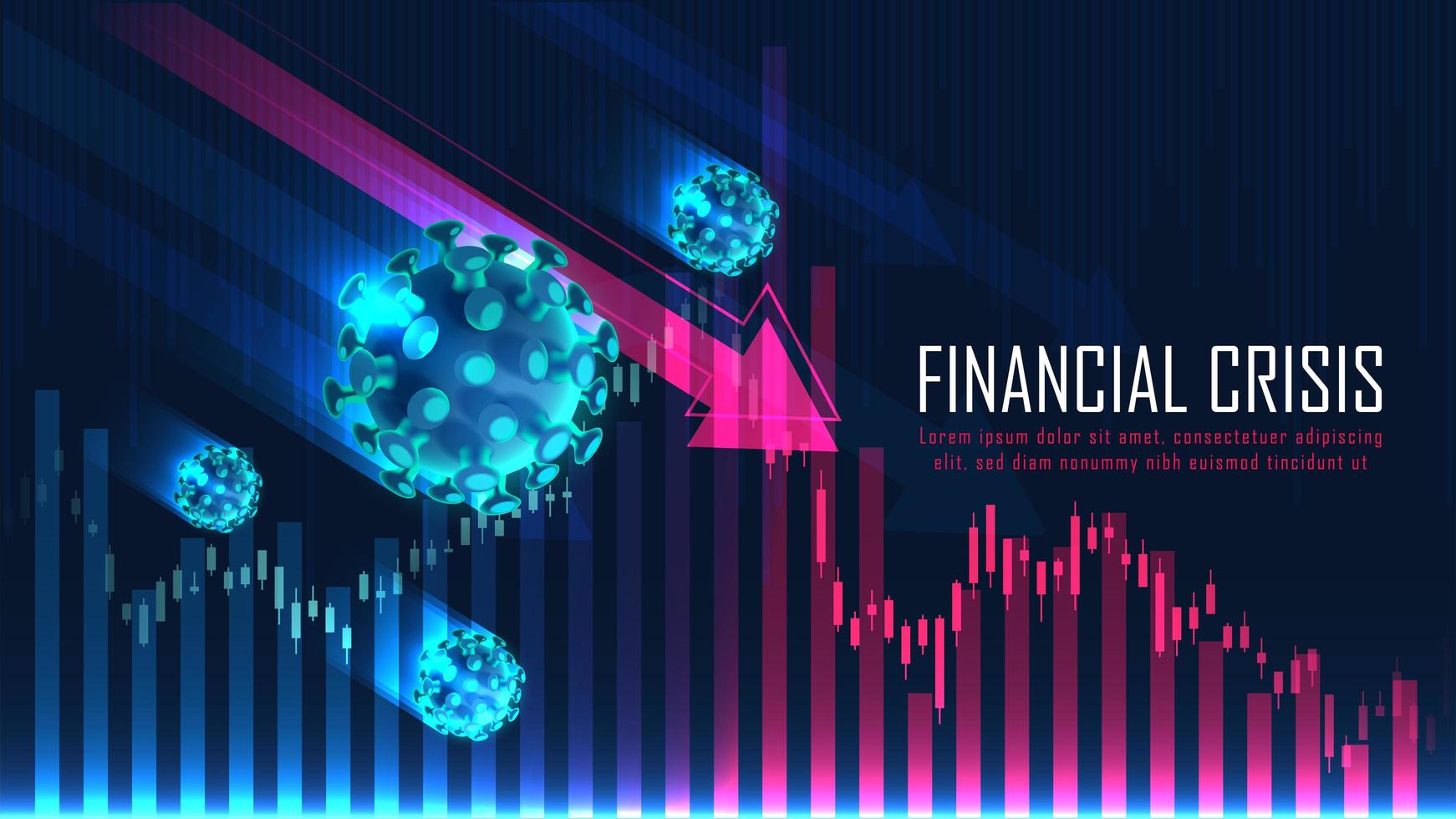Global Financial crisis from virus pandemic graphic concept vector
