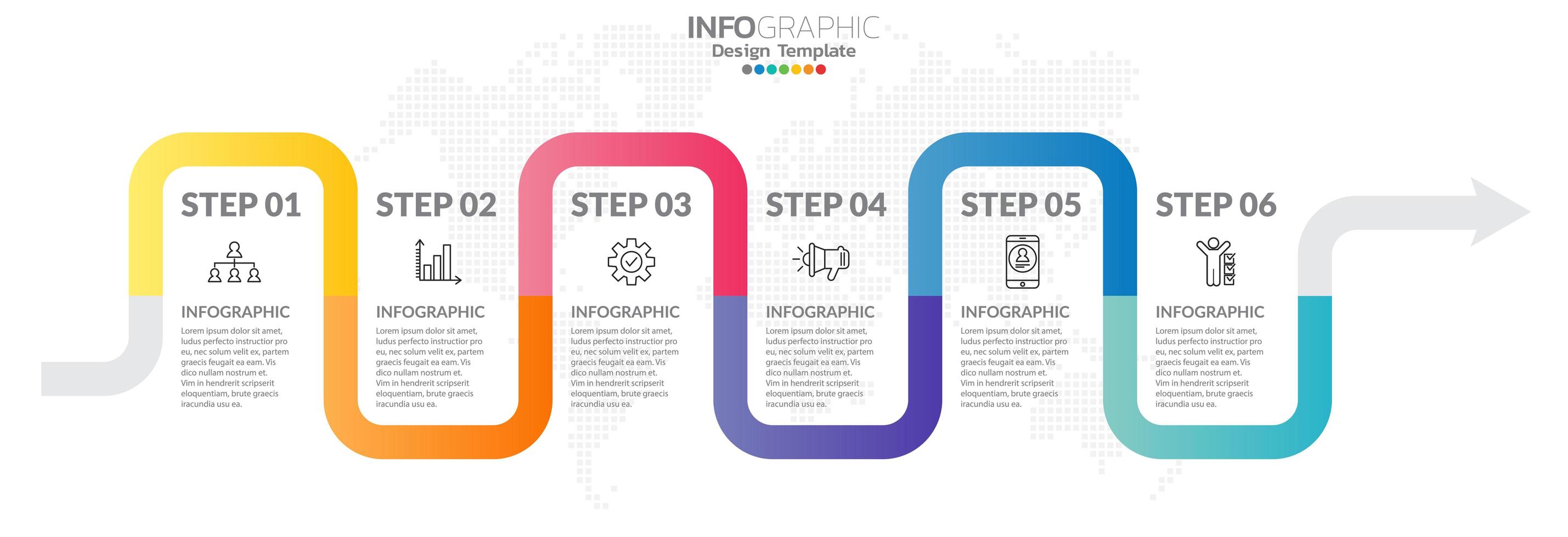 Infografía de línea de tiempo con iconos de marketing y pasos. vector