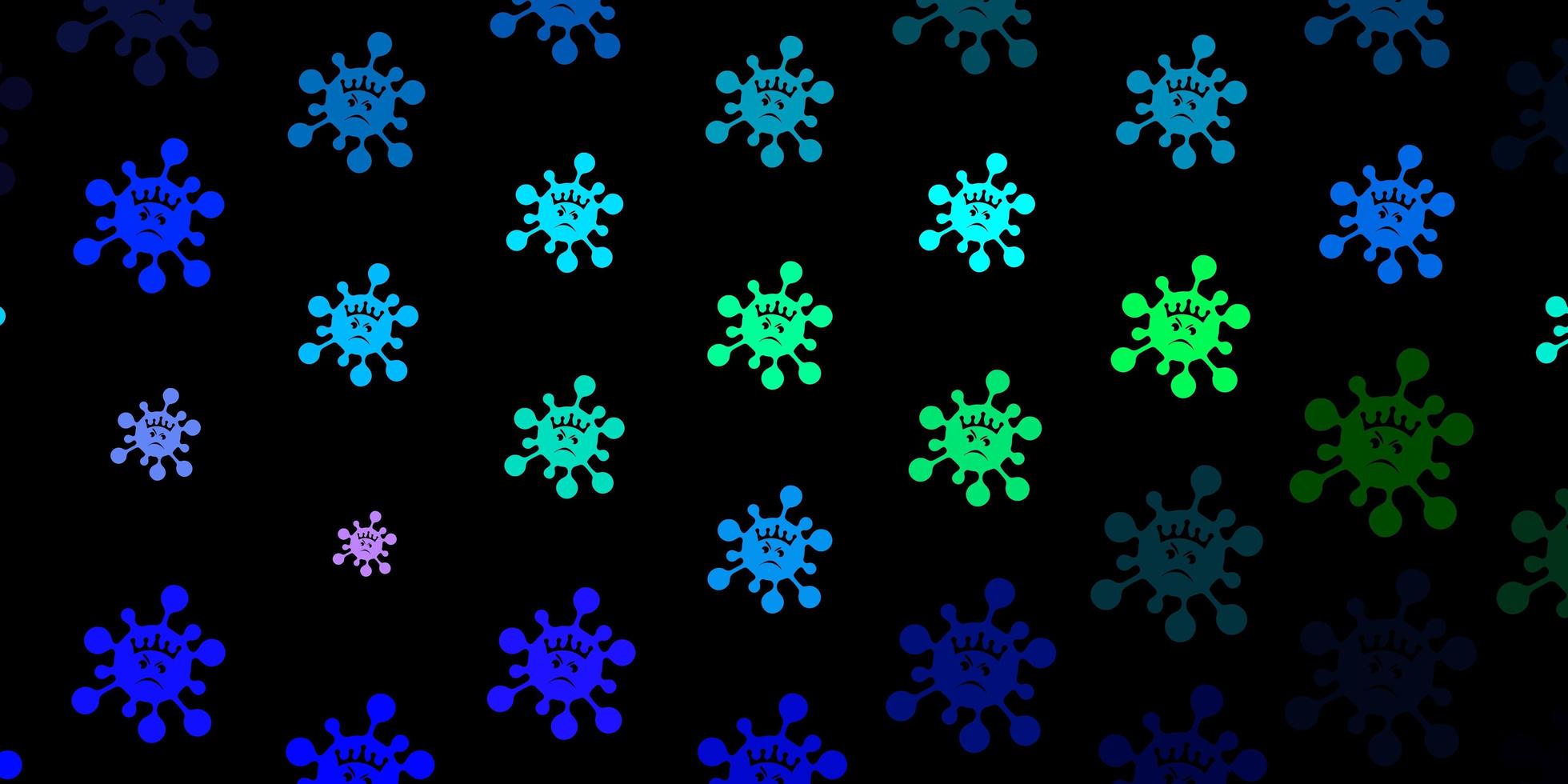 Dark blue, green vector pattern with coronavirus elements