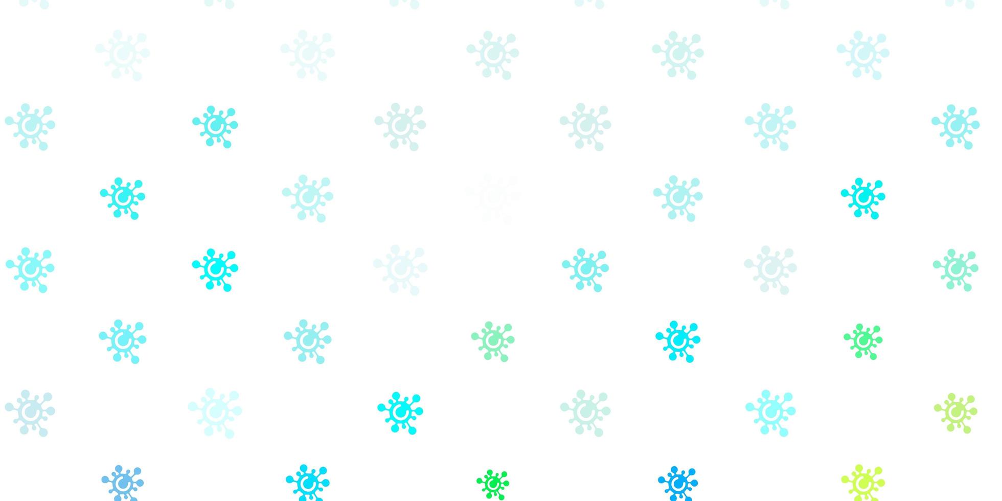 Light Blue, Green vector background with covid-19 symbols