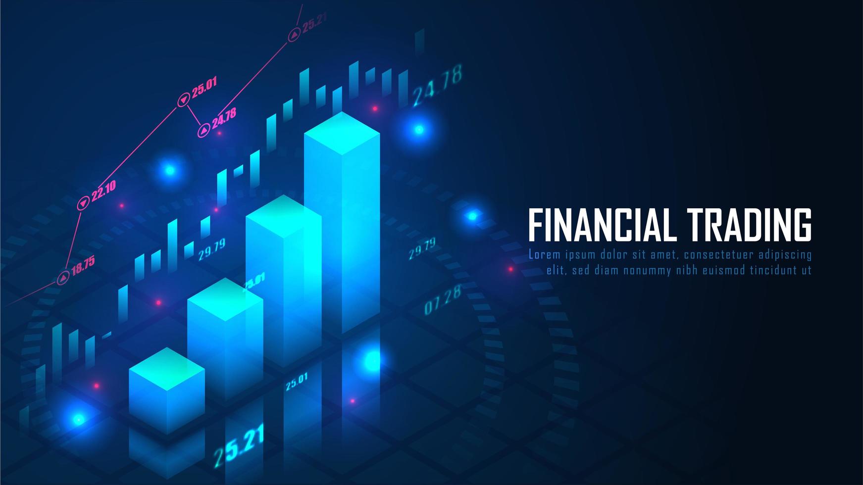 gráfico isométrico de comercio de divisas o acciones vector