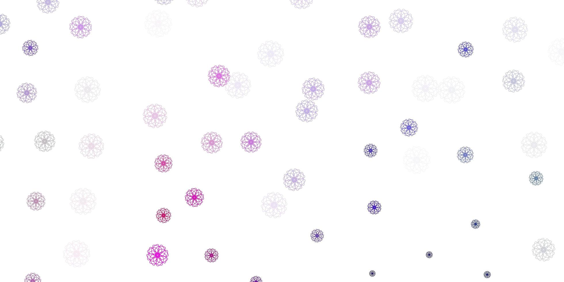 Light pink, blue vector doodle texture with flowers.