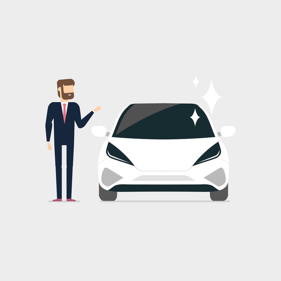 Businessman with new car vector