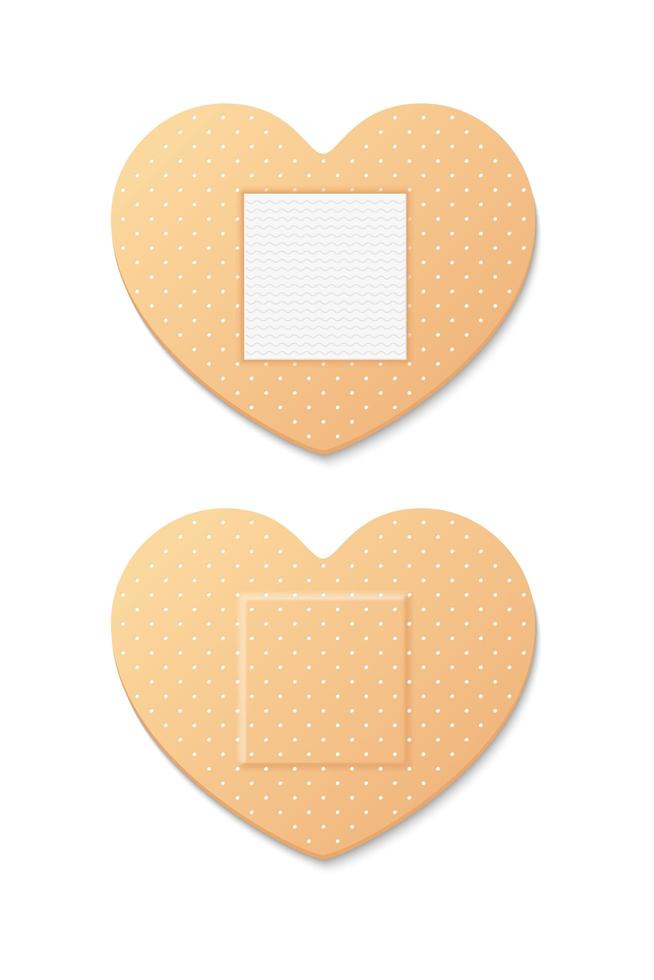 Heart shape bandage set vector