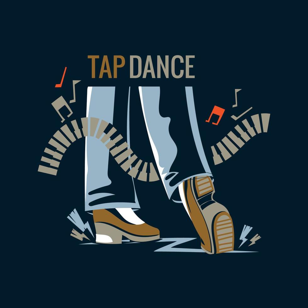 Man performing a tap dance in a spotlight vector