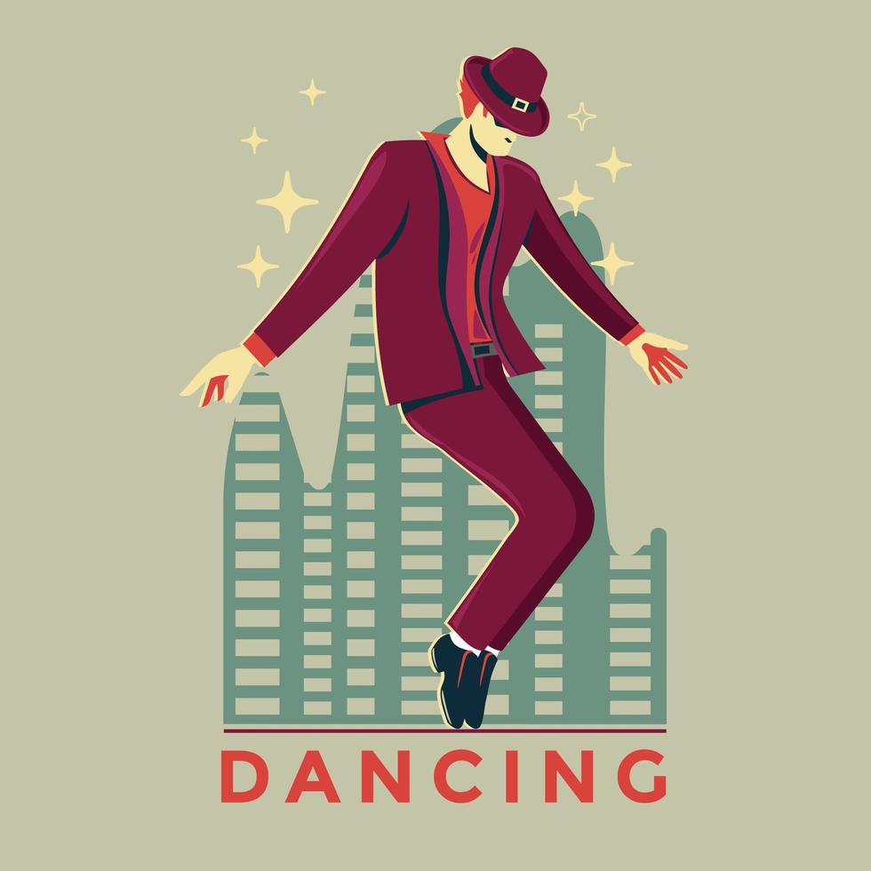 Man performing a tap dance in a spotlight vector