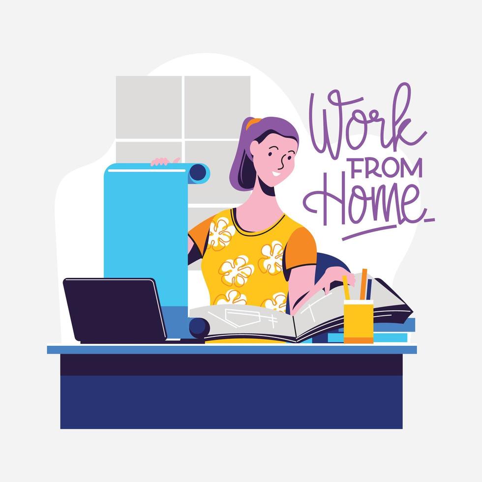 Work from home activity during Covid-19 vector