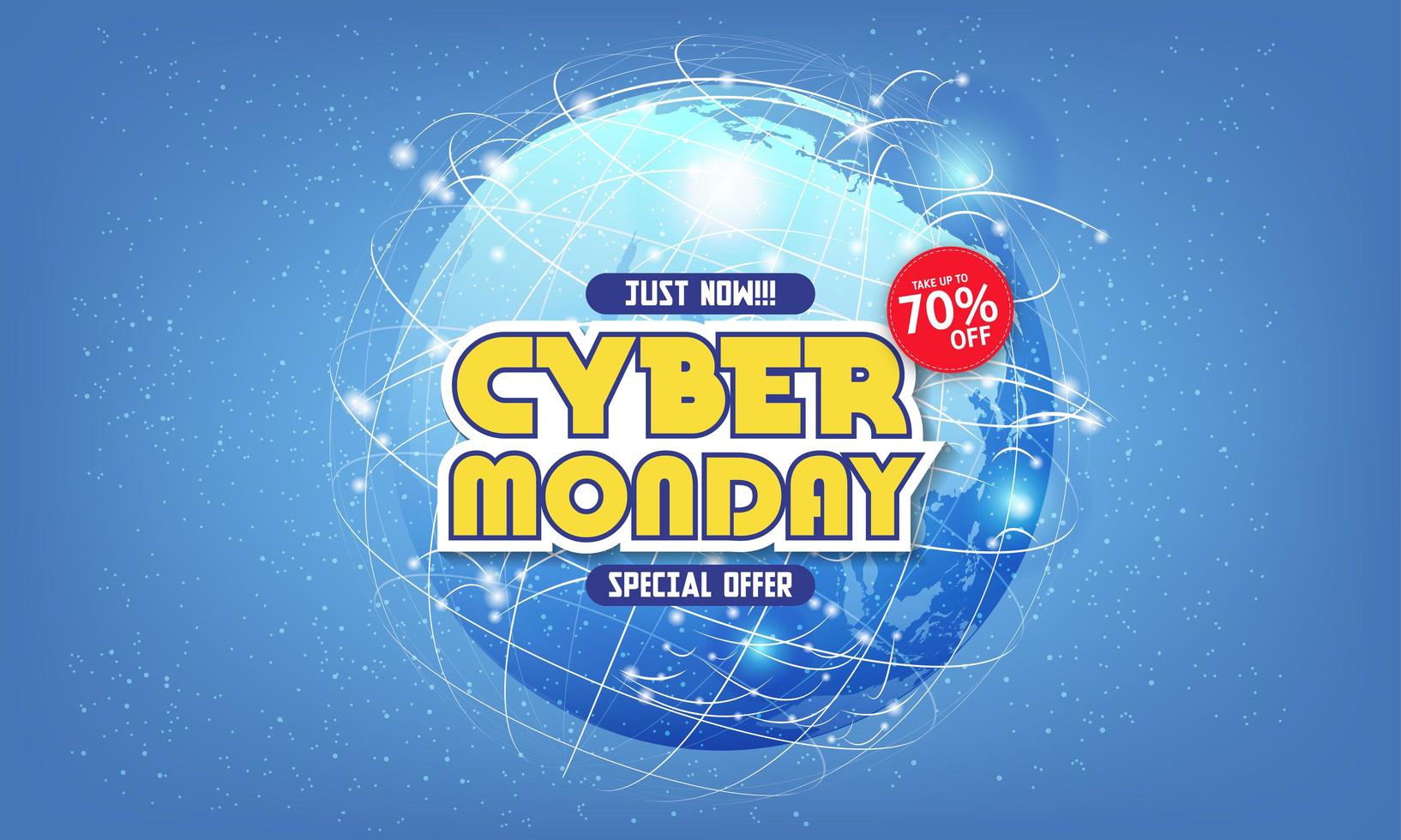 Modern cyber monday banner with flat design vector