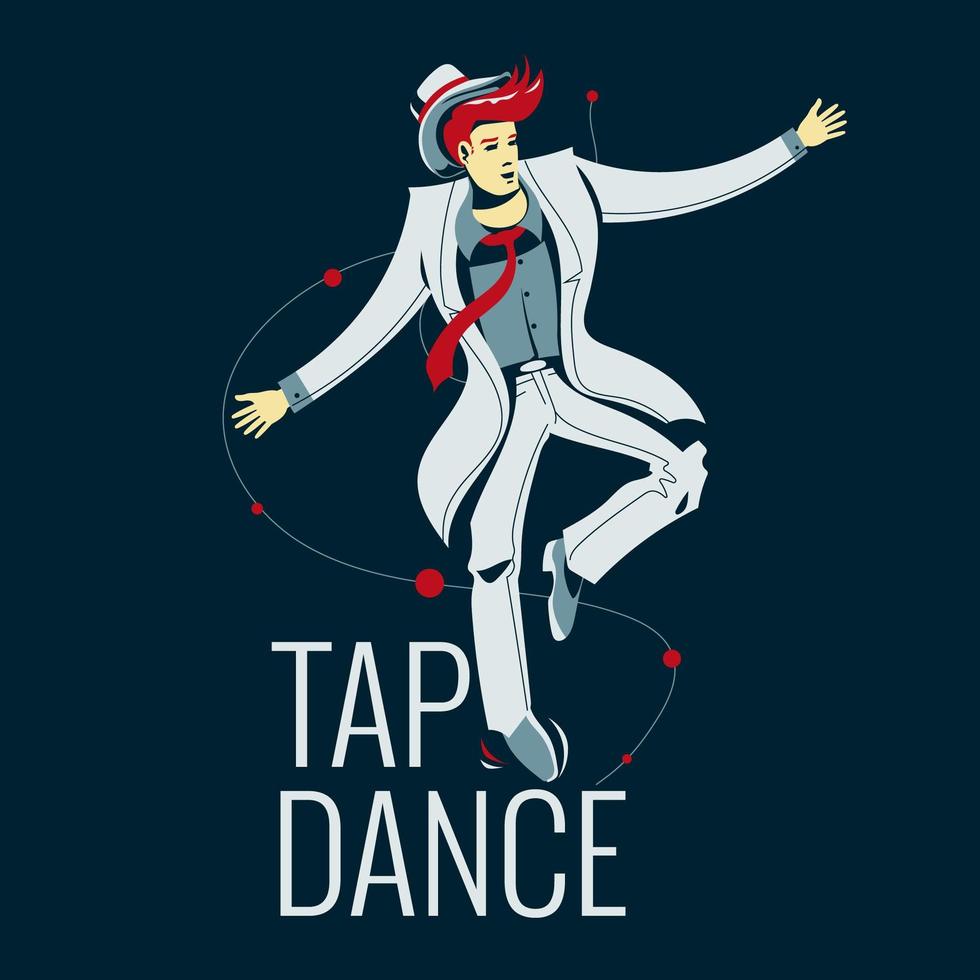 Man performing a tap dance in a spotlight vector