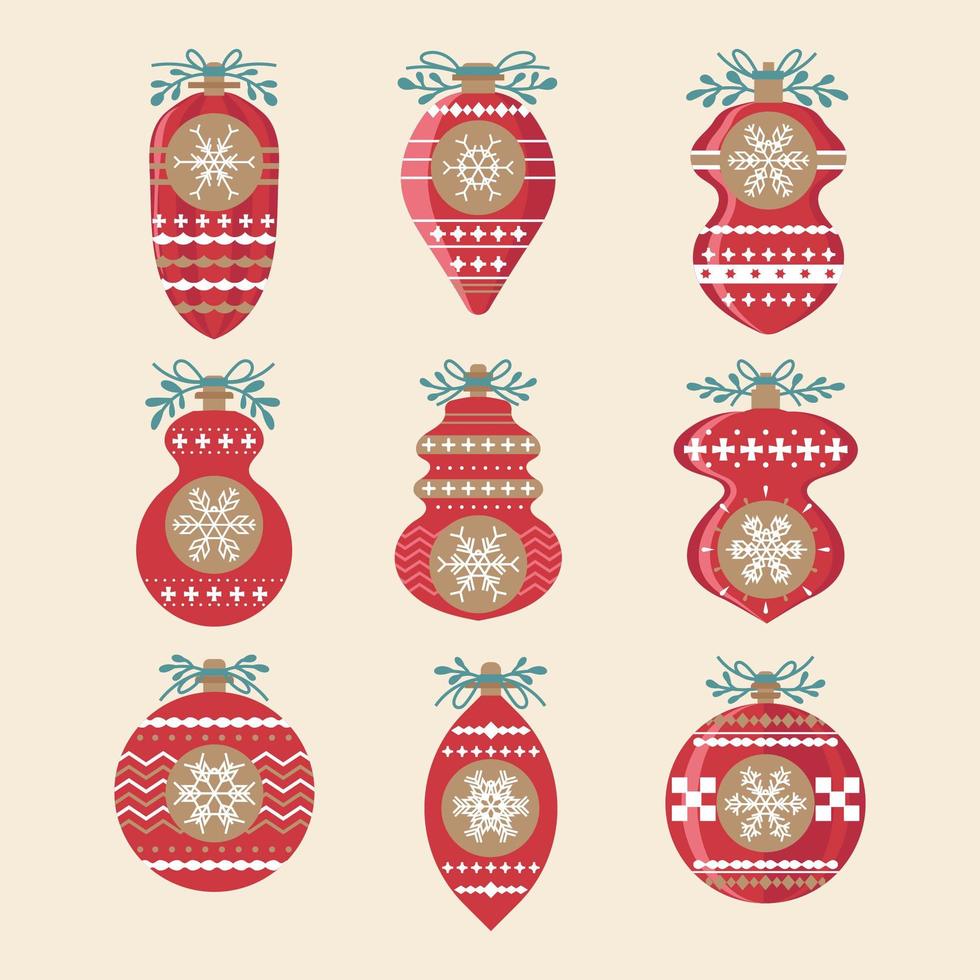 Set of Christmas Balls Decorations vector