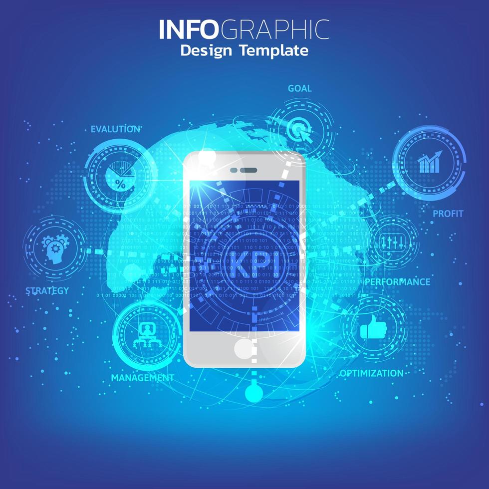 A smartphone and icon with KPI concept. vector