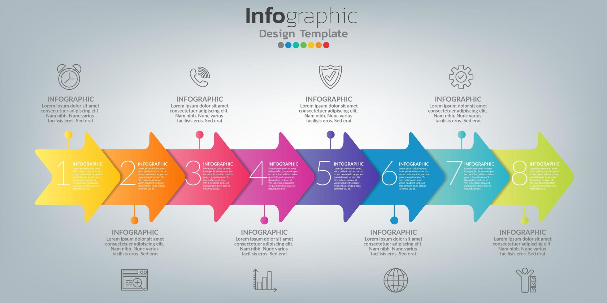 infografía en concepto de negocio con 8 opciones, pasos o procesos. vector